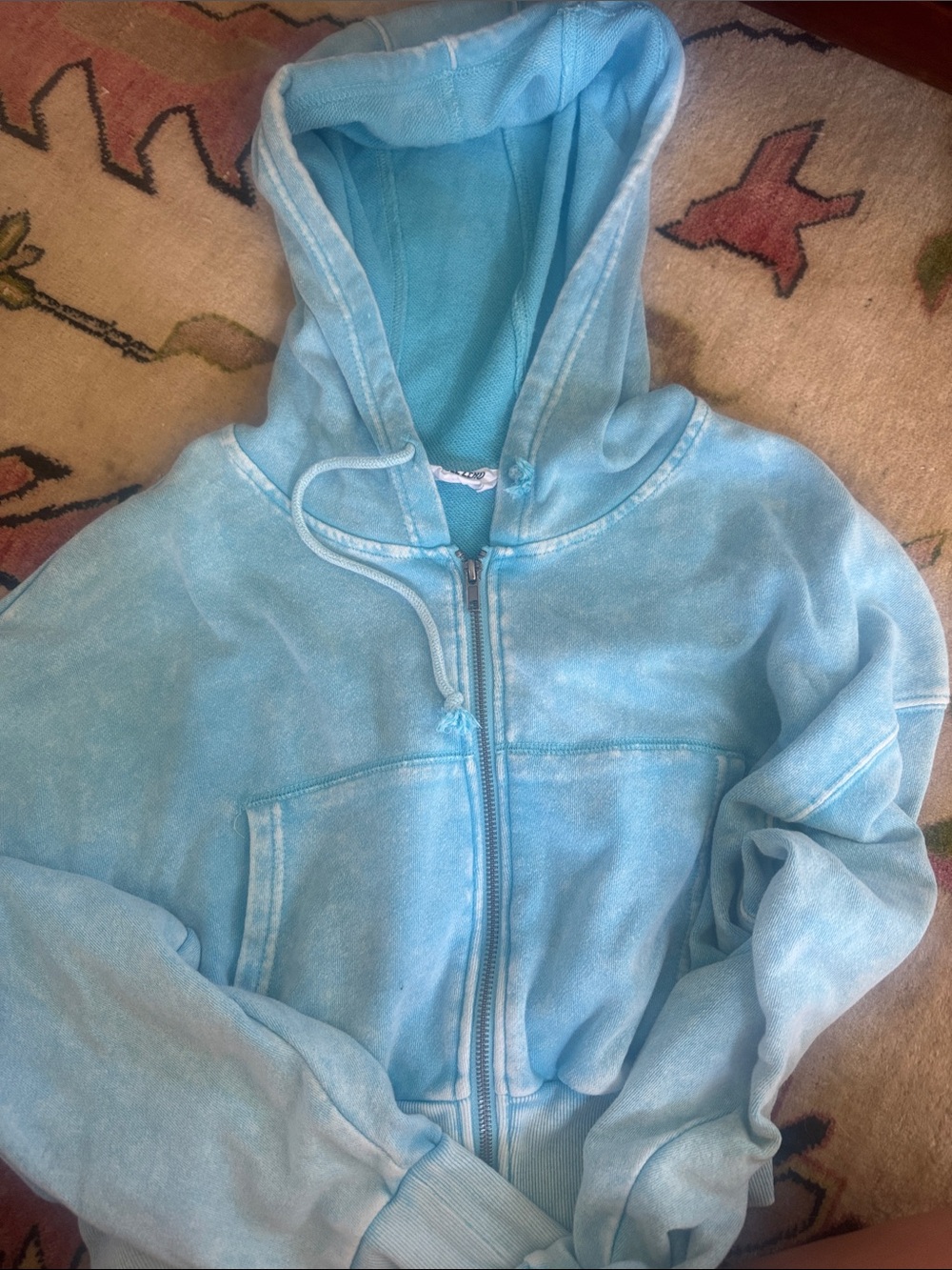 Light Blue Zip-Up Hoodie Jacket